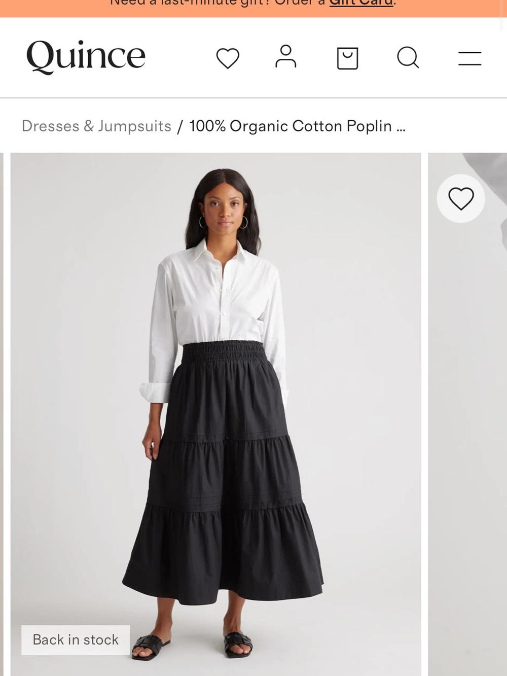Quince Black Tiered Cotton Maxi Skirt